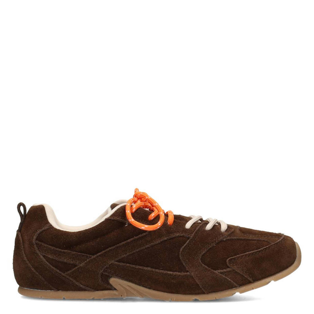 Donkerblauwe dames PS Poelman Jenn suède sneakers met veters