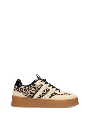 Lilly sneakers met panterprint beige/zwart