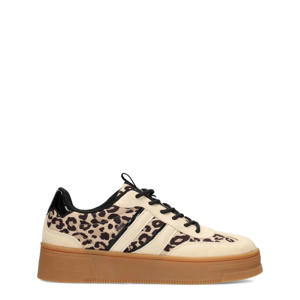 Lilly sneakers met panterprint beige/zwart