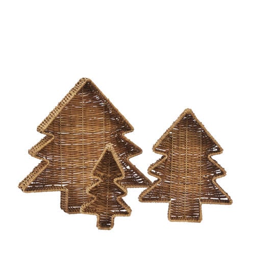 Madam Stoltz kerstdienblad rattan (set van 3) afbeelding