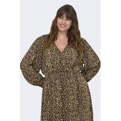 ONLY CARMAKOMA korte jurk met panterprint beige afbeelding