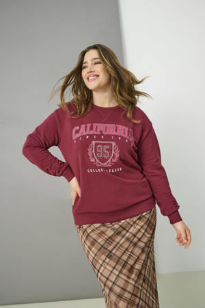 sweater donkerrood met glitter