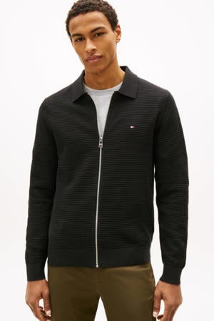 vest met ingebreid patroon zwart