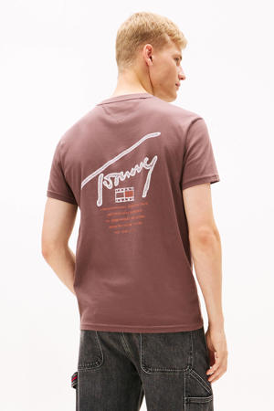 regular T-shirt met backprint bruin