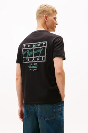 regular T-shirt met backprint zwart