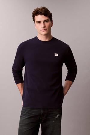 longsleeve met ingebreid patroon blauw