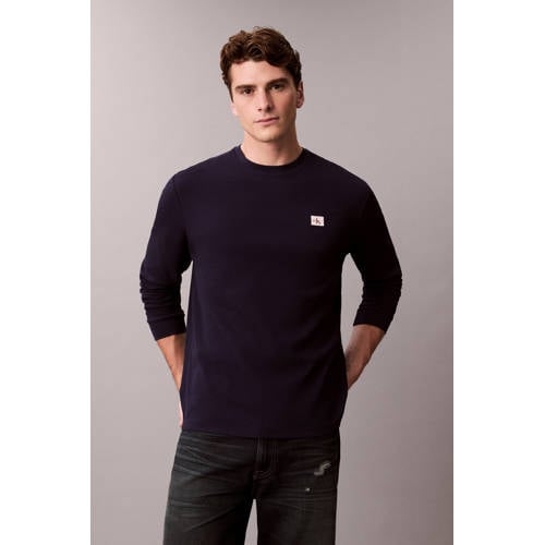 CALVIN KLEIN JEANS regular T-shirt met ingebreid patroon blauw afbeelding