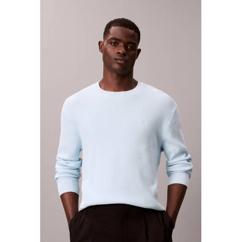 Calvin Klein trui met ingebreid patroon lichtblauw afbeelding