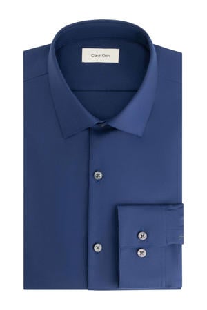 Slim zakelijk overhemd donkerblauw