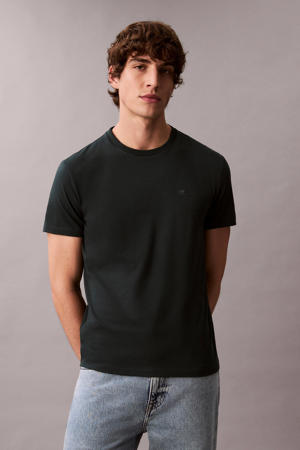 slim T-shirt donkergroen