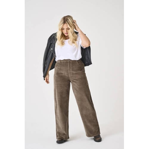 ONLY CARMAKOMA high waist flared jeans taupe afbeelding