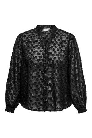 blouse met stippen zwart met glitter