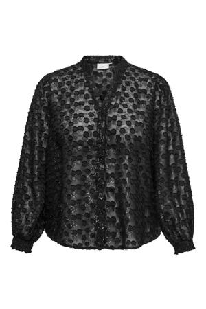 blouse met stippen zwart met glitter