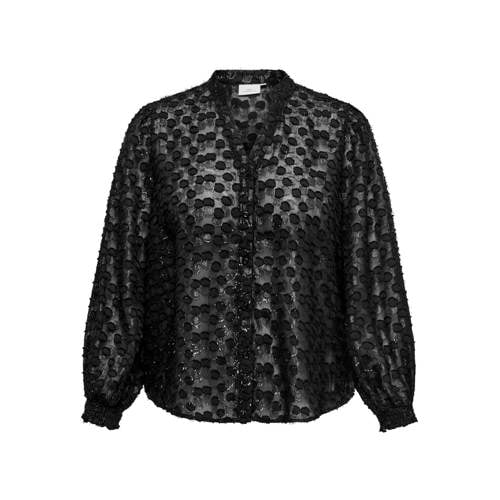 ONLY CARMAKOMA blouse met stippen zwart met glitter afbeelding