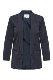 thumbnail: Donkerblauwe dames ONLY CARMAKOMA regular blazer van polyester met lange mouwen, reverskraag, knoopsluiting en glitters