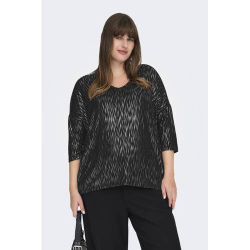 ONLY CARMAKOMA top zwart met glitter afbeelding