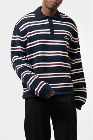 gestreepte trui gebreid donkerblauw