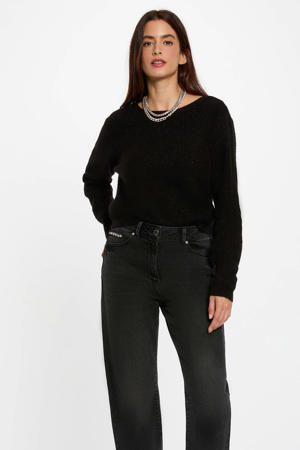 vest rib gebreid zwart