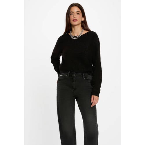 Morgan vest rib gebreid zwart afbeelding