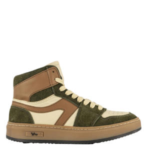 leren sneakers groen/beige