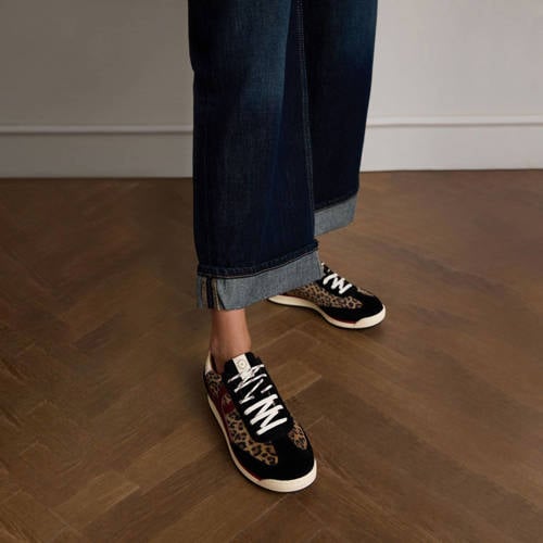 Manfield suède sneakers zwart/panter afbeelding