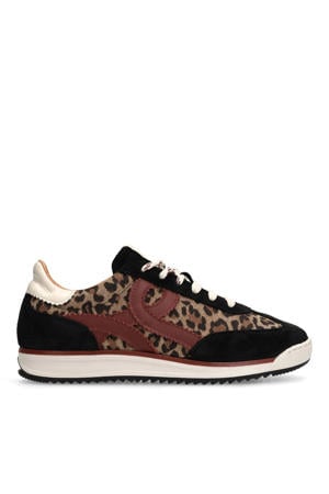 suède sneakers zwart/panter
