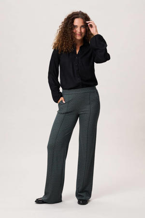 wide leg regular waist broek groen