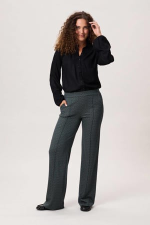 wide leg regular waist broek groen