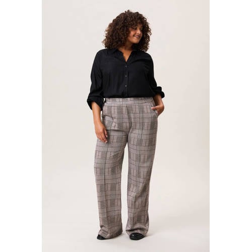Miss Etam Plus wide leg regular waist broek bruin afbeelding