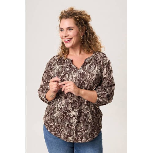 Miss Etam Plus blousetop bruin afbeelding