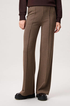 wide leg regular waist broek bruin