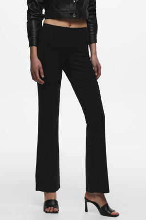 flared high waist casual broek zwart