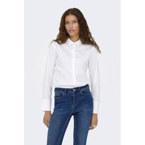 ONLY blouse ecru met parels afbeelding