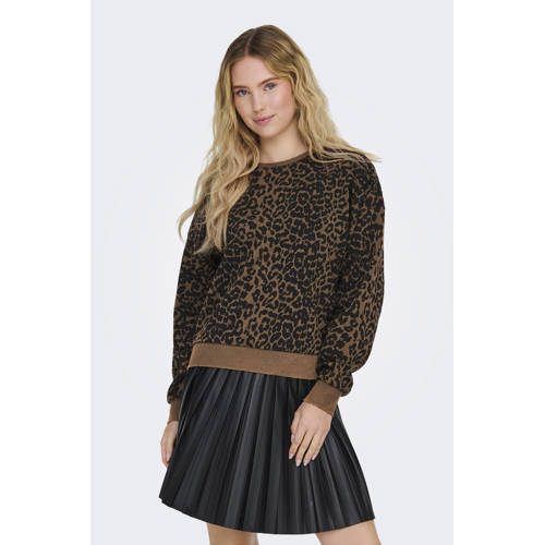 ONLY sweater met panterprint bruin afbeelding