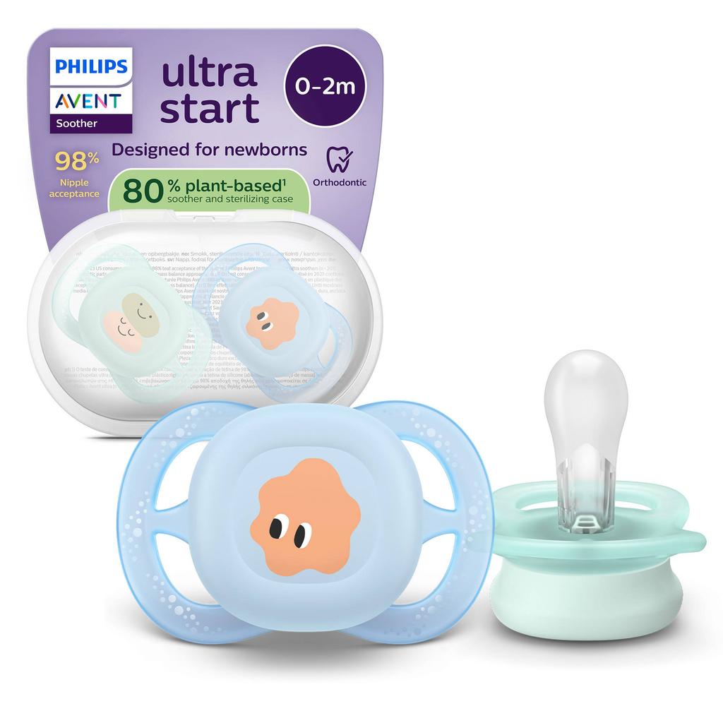 Philips AVENT Ultra Start BPA-vrije siliconen fopspeen (0-6 mnd) – Symmetrisch ontwerp – 2 stuks - SCF075/14
