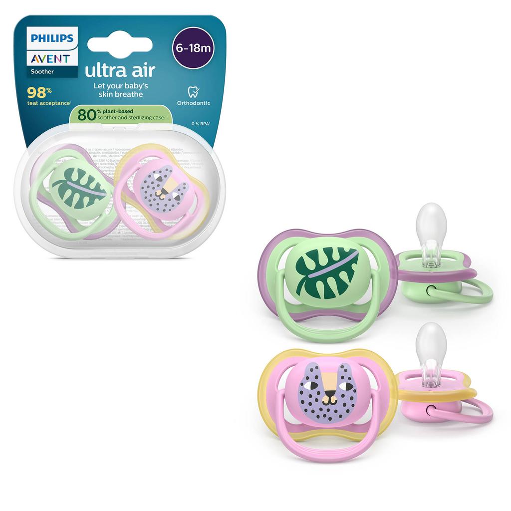 Philips AVENT Ultra Air Ademend en lichtgewicht fopspeen (6-18 mnd) – 2 stuks - SCF087/13