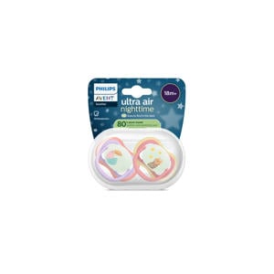 Glow-in-the-dark fopspeen –(18 mnd+) Extra luchtopeningen – 2 stuks - SCF376/33