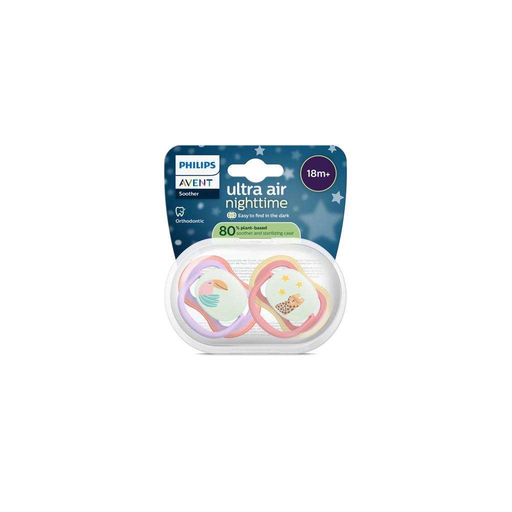 Philips AVENT Ultra Air Nighttime Glow-in-the-dark fopspeen –(18 mnd+) Extra luchtopeningen – 2 stuks - SCF376/33