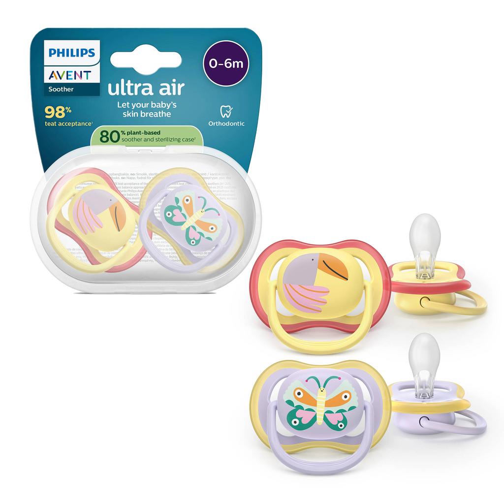 Philips AVENT Ultra Air Ademend en lichtgewicht fopspeen (0-6 mnd) – 2 stuks - SCF087/04