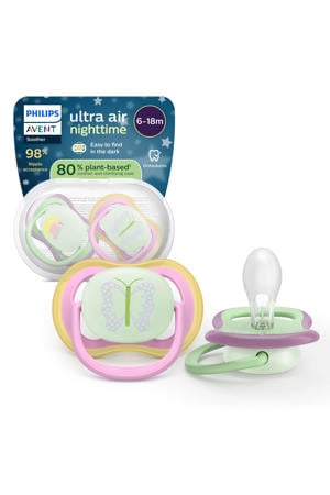 Glow-in-the-dark fopspeen –(6-18 mnd) Extra luchtopeningen – 2 stuks - SCF376/29