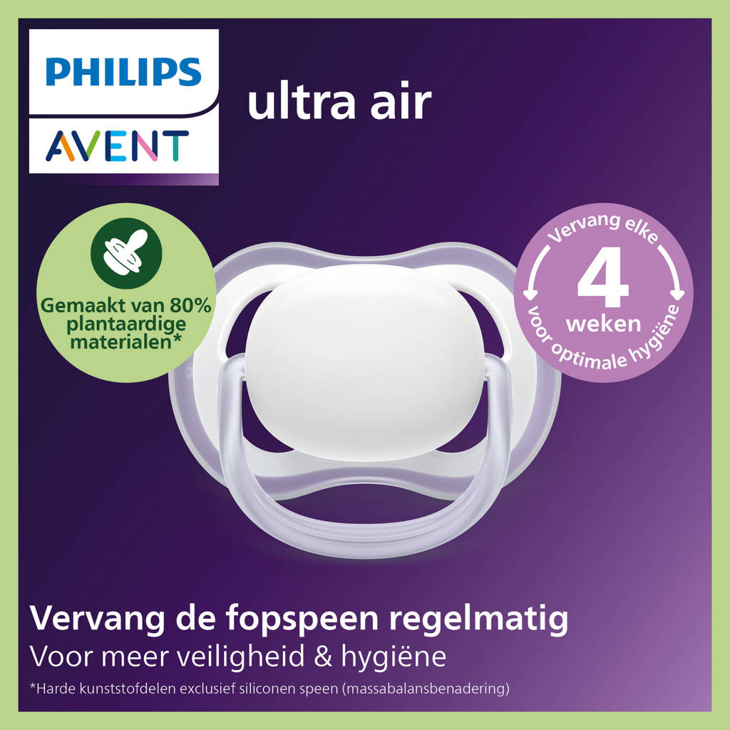 Philips Avent Fopspeen 0m Air Nacht/Dag 2 Stuks