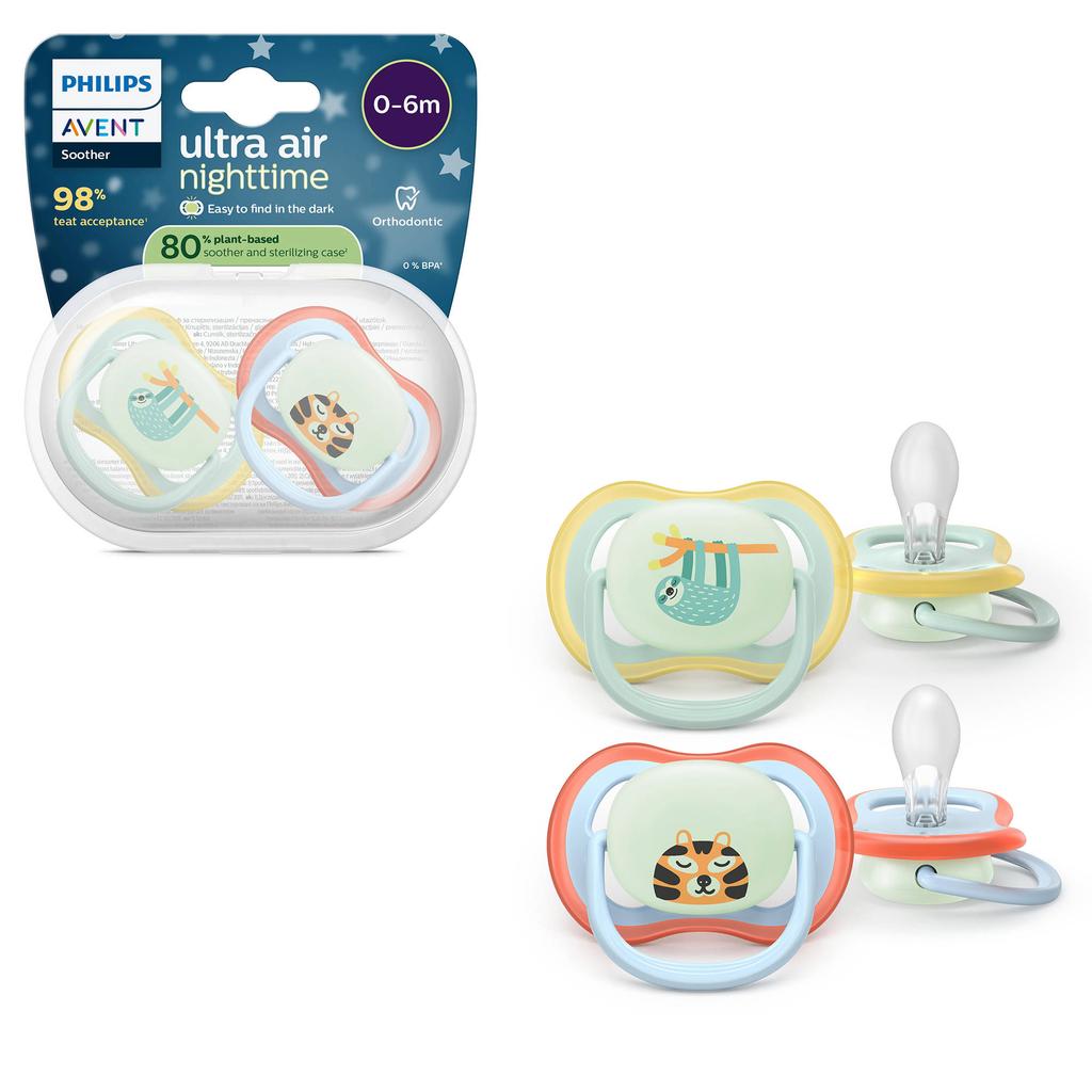 Philips AVENT Ultra Air Nighttime Glow-in-the-dark fopspeen –(0-6 mnd) Extra luchtopeningen – 2 stuks - SCF376/24