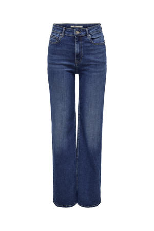 high waist wide leg jeans dark blue denim