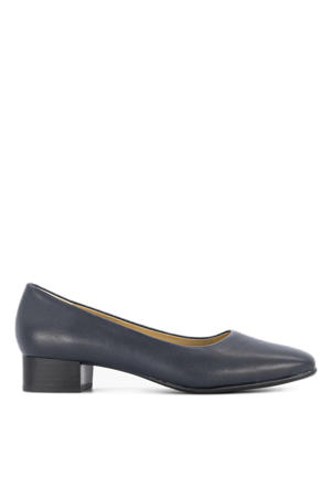 leren pumps met lage hak donkerblauw
