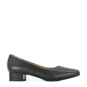 leren pumps met lage hak zwart