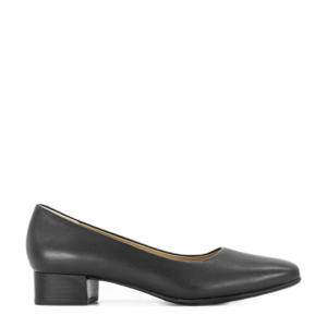 leren pumps met lage hak zwart
