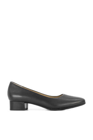 leren pumps met lage hak zwart