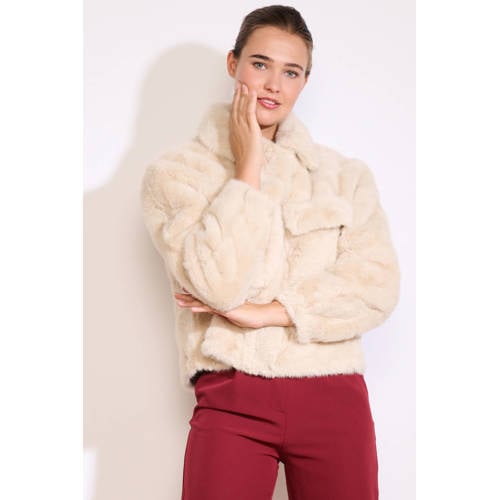 LOLALIZA faux fur jas ecru afbeelding