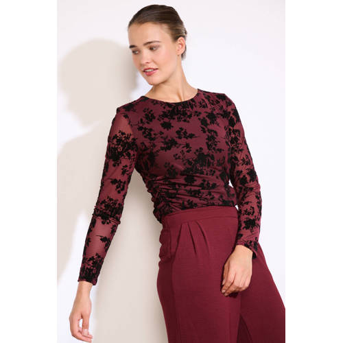 LOLALIZA mesh top donkerrood afbeelding