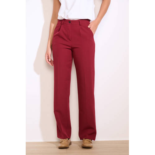 LOLALIZA straight regular waist broek donkerrood afbeelding